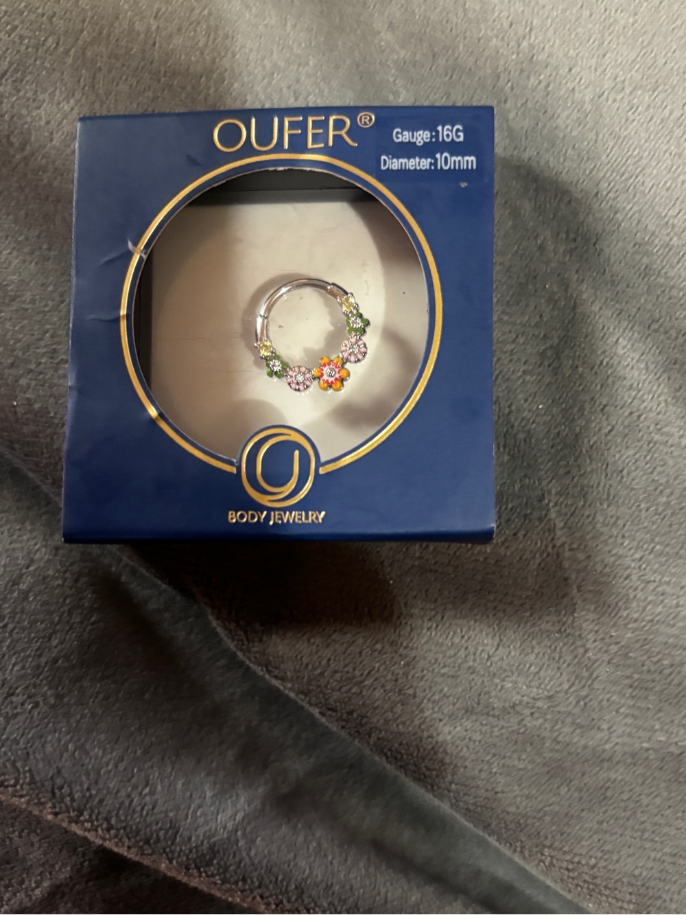 OUFER Multicolor Floral 16G Hinged Segment Ring -septum 16 g diameter 10 MM